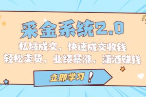 【2023.08.07】采金系统2.0，私域成交，快速成交收钱，轻松卖货，业绩暴涨，潇洒赚钱百度网盘免费下载-芽米宝库