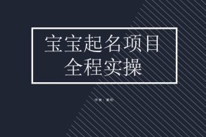 【2023.08.03】拆解小红书宝宝起名虚拟副业项目，一条龙实操玩法分享百度网盘免费下载-芽米宝库