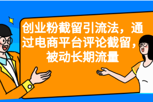 【2023.08.01】创业粉截留引流法，通过电商平台评论截留，被动长期流量百度网盘免费下载-芽米宝库