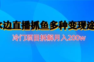 【2023.08.01】水边直播抓鱼多种变现途径冷门项目月入200w拆解百度网盘免费下载-芽米宝库