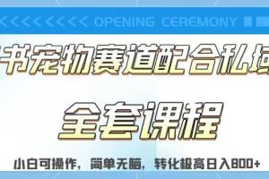 【2023.08.02】实测日入800的项目小红书宠物赛道配合私域转化玩法，适合新手小白操作，简单无脑百度网盘免费下载-芽米宝库
