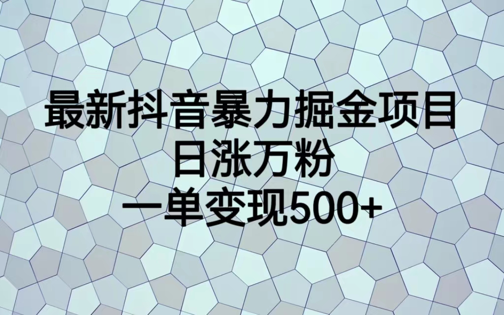 图片[1]-【2023.08.01】最新抖音暴力掘金项目，日涨万粉，一单变现500+百度网盘免费下载-芽米宝库