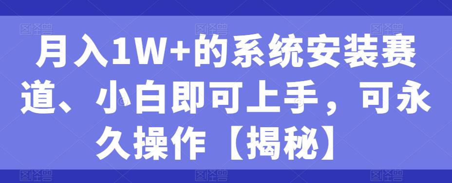 图片[1]-【2023.07.31】月入1W+的系统安装赛道、小白即可上手，可永久操作百度网盘免费下载-芽米宝库