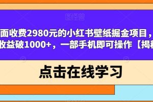 【2023.07.31】外面收费2980元的小红书壁纸掘金项目，单日收益破1000+，一部手机即可操作百度网盘免费下载-芽米宝库