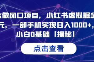 【2023.07.29】7月必做风口项目，小红书虚拟掘金，一单50元，一部手机实现日入1000+，适合0基础百度网盘免费下载-芽米宝库