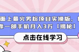 【2023.07.28】市面上最火男粉项目实操版，仅靠一部手机月入3万百度网盘免费下载-芽米宝库