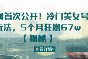 【2023.07.28】全网首次公开！冷门美女号玩法，5个月狂撸67w百度网盘免费下载-芽米宝库