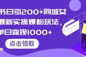 【2023.07.27】小红书日引200+同城女粉，最新实操爆粉玩法，单日变现1000+百度网盘免费下载-芽米宝库