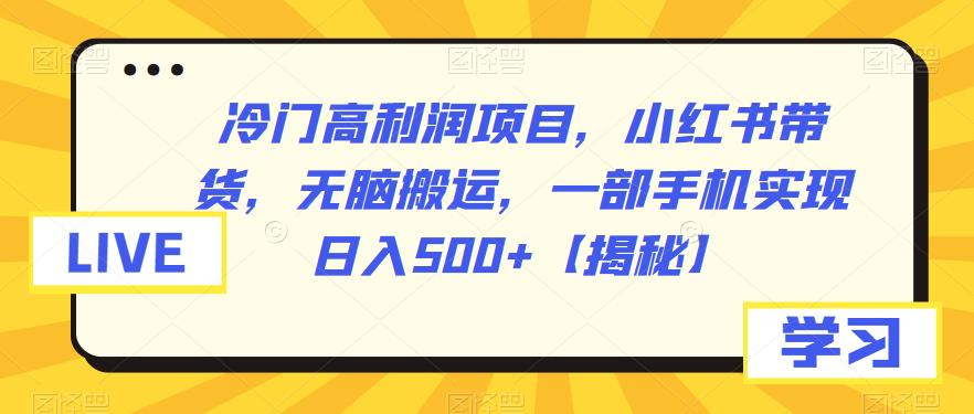 图片[1]-【2023.07.26】冷门高利润项目，小红书带货，无脑搬运，一部手机实现日入500+百度网盘免费下载-芽米宝库