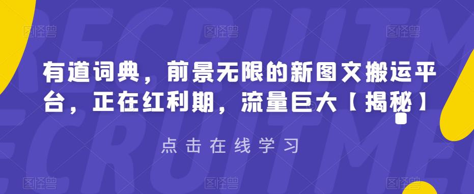 图片[1]-【2023.07.26】有道词典，前景无限的新图文搬运平台，正在红利期，流量巨大百度网盘免费下载-芽米宝库