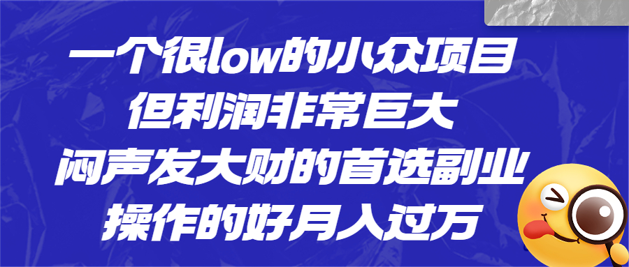 图片[1]-【2023.07.24】一个很low的小众项目，但利润非常巨大，闷声发大财的首选副业，月入过万百度网盘免费下载-芽米宝库