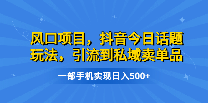 图片[1]-【2023.07.23】风口项目，抖音今日话题玩法，引流到私域卖单品，一部手机实现日入500+百度网盘免费下载-芽米宝库