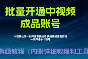 【2023.07.20】外面收费1980暴力开通中视频计划教程，附 快速通过中视频伙伴计划的办法百度网盘免费下载-芽米宝库