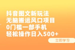【2023.07.16】抖音图文新玩法，无脑搬运风口项目，0门槛一部手机轻松操作日入500+百度网盘免费下载-芽米宝库
