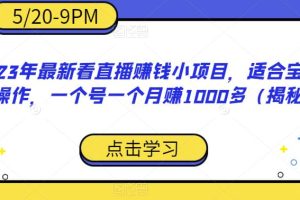 【2023.07.18】2023年最新看直播赚钱小项目，适合宝妈在家操作，一个号一个月赚1000多（揭秘）百度网盘免费下载-芽米宝库