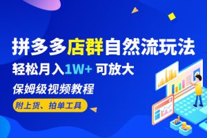 【2023.07.17】拼多多店群自然流玩法，轻松月入1W+ 保姆级视频教程（附上货、拍单工具）百度网盘免费下载-芽米宝库