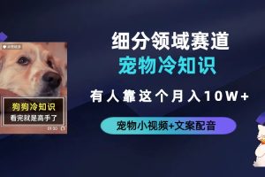 【2023.07.17】不起眼的抖音细分赛道-宠物冷知识，一段宠物视频配文案，有人靠这个月入10w百度网盘免费下载-芽米宝库