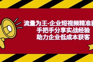 【2023.07.11】流量为王-企业 短视频精准获客，手把手分享实战经验，助力企业低成本获客百度网盘免费下载-芽米宝库