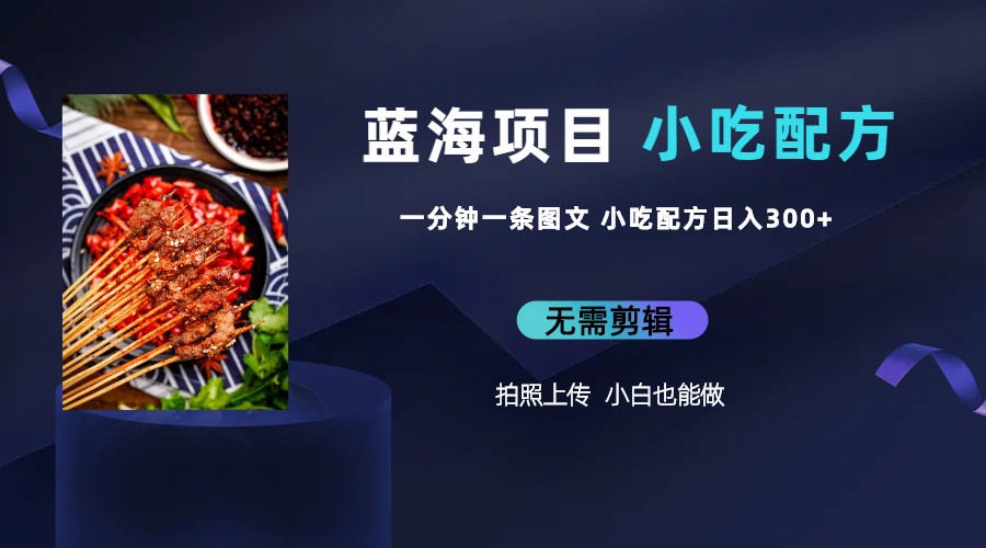图片[1]-【2023.07.07】蓝海项目一分钟一条图文作品-日入300+小吃配方项目（附 684G小吃配方）百度网盘免费下载-芽米宝库