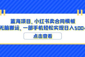 【2023.06.29】蓝海项目 小红书卖合同模板 无脑搬运 一部手机日入500+（教程+4000份模板）百度网盘免费下载-芽米宝库