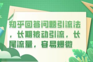 【2023.06.29】知乎回答问题引流法，长期被动引流，长尾流量，容易爆微【揭秘】百度网盘免费下载-芽米宝库