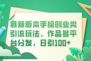 【2023.06.28】最新版本手绘创业类引流玩法，作品多平台分发，日引100+创业粉百度网盘免费下载-芽米宝库
