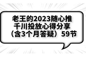 【2023.06.21】老王的2023随心推+千川投放心得分享（含3个月答疑）59节百度网盘免费下载-芽米宝库