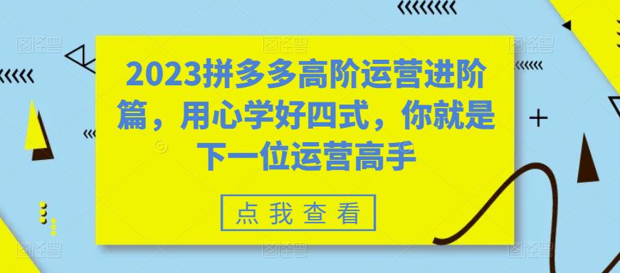 图片[1]-【2023.06.19】2023拼多多高阶运营进阶篇，用心学好四式，你就是下一位运营高手百度网盘免费下载-芽米宝库