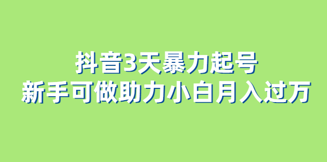 图片[1]-【2023.06.15】抖音3天暴力起号新手可做助力小白月入过万百度网盘免费下载-芽米宝库