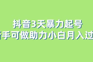 【2023.06.15】抖音3天暴力起号新手可做助力小白月入过万百度网盘免费下载-芽米宝库