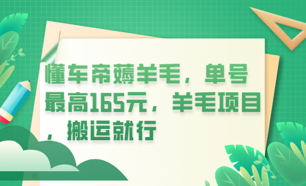 图片[1]-【2023.06.15】懂车帝薅羊毛，单号最高165元，羊毛项目，搬运就行百度网盘免费下载-芽米宝库