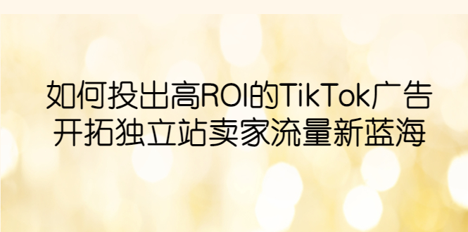 图片[1]-【2023.06.09】如何投出高ROI·TikTok广告，开拓独立站卖家流量新蓝海百度网盘免费下载-芽米宝库