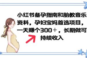 【2023.06.10】小红书备孕指南和胎教音乐资料 孕妇宝妈首选项目 一天赚个300＋长期可做百度网盘免费下载-芽米宝库