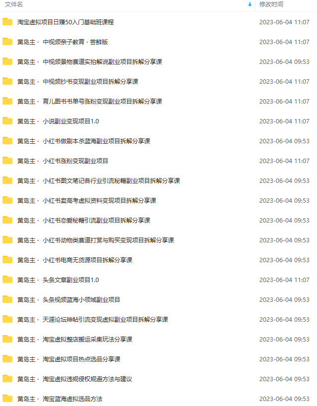 图片[2]-【2023.06.06】黄岛主副业多套热门项目合集：日入几十到几百不等（完整教程+资料+素材）百度网盘免费下载-芽米宝库
