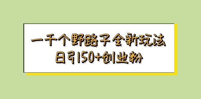 图片[1]-【2023.05.29】一千个野路子全新玩法 日引50+创业粉百度网盘免费下载-芽米宝库