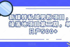 【2023.05.20】新媒转私域男粉项目，实操落地项目第二期，单号日产500+百度网盘免费下载-芽米宝库