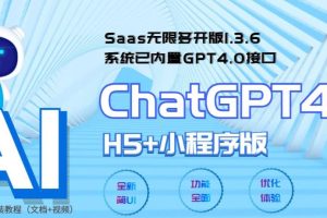 【2023.05.16】Saas无限多开版ChatGPT小程序+H5，系统已内置GPT4.0接口，可无限开通坑位百度网盘免费下载-芽米宝库