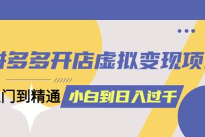 【2023.04.14】拼多多开店虚拟变现项目：入门到精通 从小白到日入1000（完整版）4月10更新百度网盘免费下载-芽米宝库