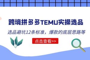 【2023.04.14】跨境拼多多TEMU实操选品运营方法，选品避坑12条标准，爆款的底层思路等百度网盘免费下载-芽米宝库