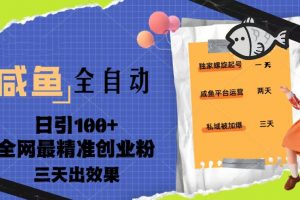 【2023.03.17】2023年咸鱼全自动暴力引创业粉课程，日引100+三天出效果百度网盘免费下载-芽米宝库