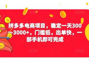 【2023.03.09】2023拼多多电商项目，稳定一天300～3000+，门槛低，出单快，一部手机即可完成百度网盘免费下载-芽米宝库