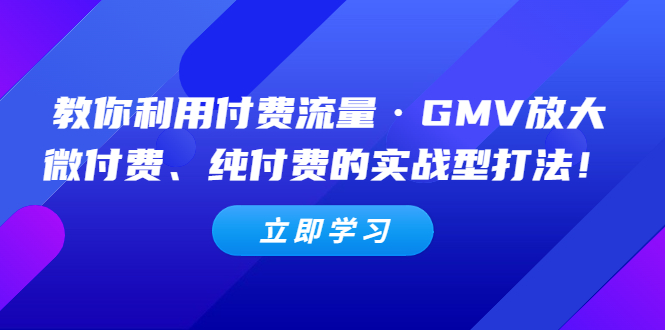 图片[1]-【2023.03.08】教你利用付费流量·GMV放大，微付费、纯付费的实战型打法！百度网盘免费下载-芽米宝库