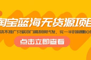【2023.03.04】淘宝蓝海无货源项目，不囤货不推广只做冷门高利润代发，花一半时间赚10倍钱百度网盘免费下载-芽米宝库