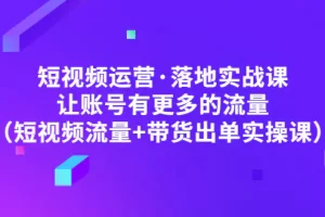 【2023.02.22】短视频运营·落地实战课 让账号有更多的流量（短视频流量+带货出单实操）百度网盘免费下载-芽米宝库