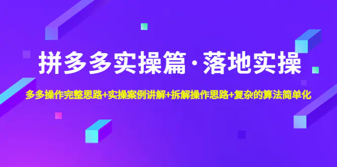 图片[1]-【2023.02.21】拼多多实操篇·落地实操 完整思路+实操案例+拆解操作思路+复杂的算法简单化百度网盘免费下载-芽米宝库