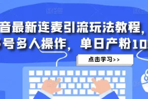 【2023.02.18】抖音最新连麦引流玩法教程，可多号多人操作，单日产粉100+百度网盘免费下载-芽米宝库