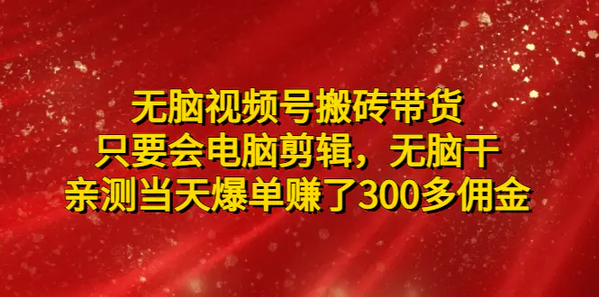 图片[1]-【2023.02.11】无脑视频号搬砖带货，只要会电脑剪辑，无脑干，亲测当天爆单赚了300多佣金百度网盘免费下载-芽米宝库