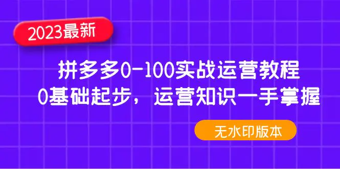 图片[1]-【2023.02.08】2023拼多多0-100实战运营教程，0基础起步，运营知识一手掌握百度网盘免费下载-芽米宝库