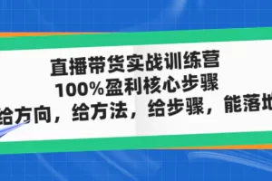 【2023.02.03】直播带货实战训练营：100%盈利核心步骤，给方向，给方法，给步骤，能落地百度网盘免费下载-芽米宝库