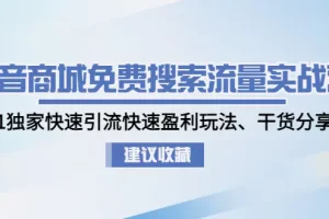 【2023.02.02】抖音商城免费搜索流量实战营：0-1独家快速引流快速盈利玩法、干货分享百度网盘免费下载-芽米宝库